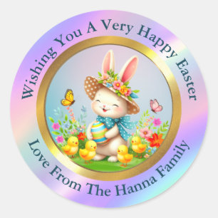 Adesivo Coelhinho de Páscoa Fofo e Feliz Primavera Flores 