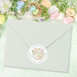 Adesivo Coelhinho de Páscoa Fofo Endereço Floral Aquarela