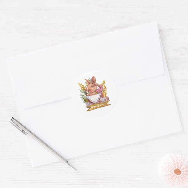 Adesivo Coelhinho de Páscoa num cesto (Envelope)