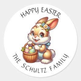 Adesivo Coelhinho de Páscoa personalizado e cesto