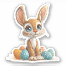 Coelhinho de Pastel de Olhos Azuis com Ovos de Pás