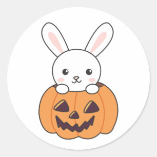 Adesivo Coelhinho De Pumpkin Cute Bunnies Feliz Halloween