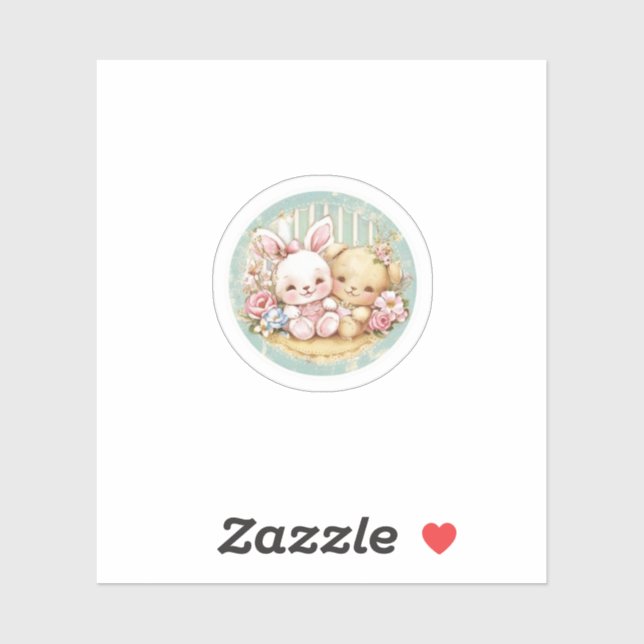 Adesivo Coelhinho e urso-vegetativo (Folha)