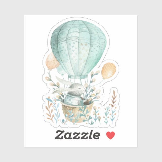 Adesivo Coelhinho na Páscoa do Balão de Ar Quente (Folha)