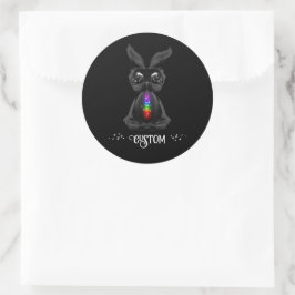 Adesivo Coelhinho Negro Bonito com Alma Arco-Íris Chakra
