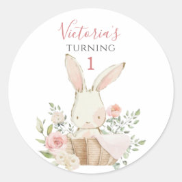 Adesivo Coelhinho Rosa Bonito 1 Um Aniversário