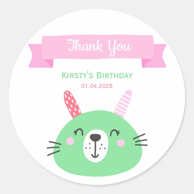 Adesivo Coelhinho Verde Bonito | ANIVERSÁRIO DE CRIANÇA |  (Frente)