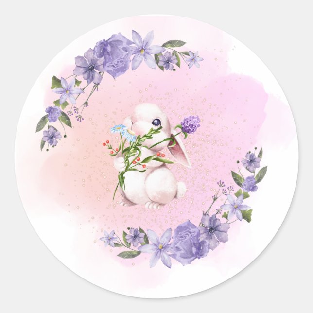 Adesivo Coelhinhos e flores bonitos (Frente)