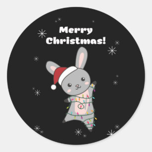 Adesivo Coelhinhos Feliz Natal Animais de inverno Coelhos