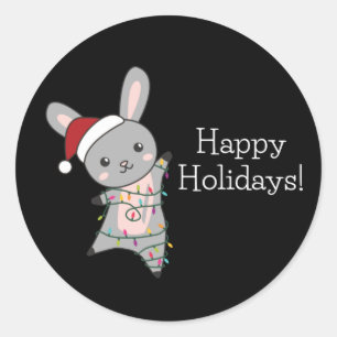 Adesivo Coelhinhos Feliz Natal Animais de inverno Coelhos