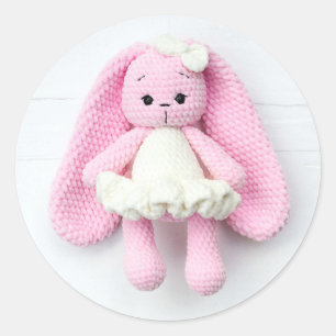 Adesivo Coelho Amigurumi de Crochê Rosa