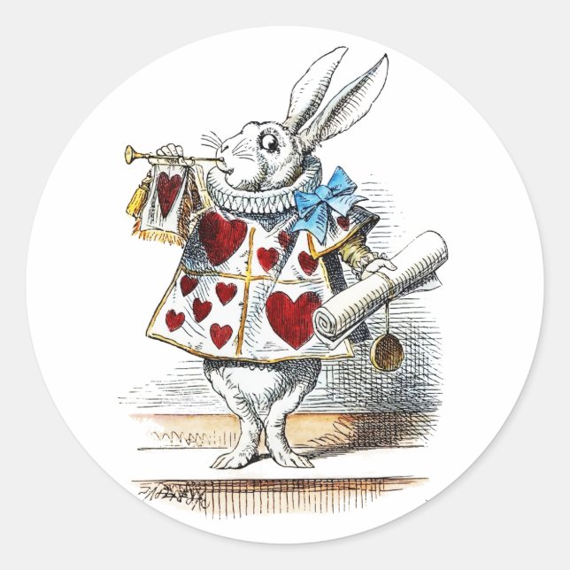Adesivo Coelho Branco Alice Wonderland Hearts (Frente)