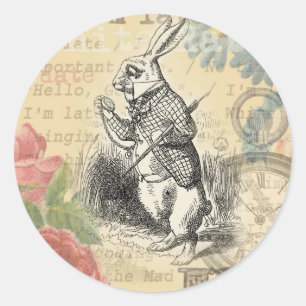 Adesivo Coelho Branco Aventuras de Alice no País das Marav