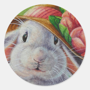 Adesivo Coelho Branco Coelho na Arte de Primavera Bonnet