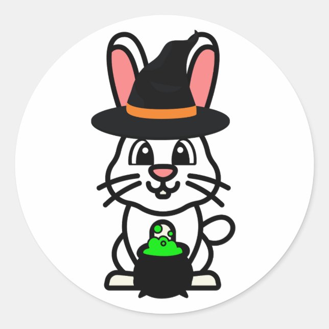 Adesivo Coelho branco engraçado é uma bruxa (Frente)