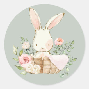 Adesivo Coelho Bunny em Aquarela Verde Salvia