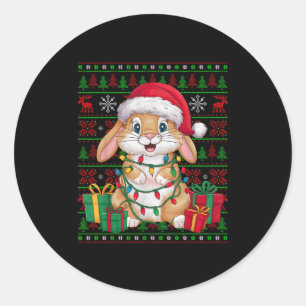 Adesivo Coelho Bunny Luzes de Natal Chapéu Feio do Papai N