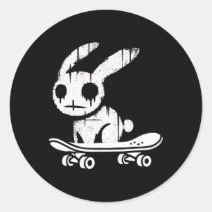 Adesivo Coelho Bunny Sinistro Skate Alt Goth Grunge