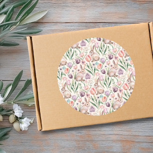 Adesivo Coelho Cinza Fofo com Tulipas Coloridas