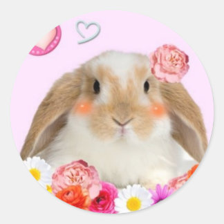 Adesivo coelho com flores