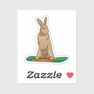 Adesivo Coelho como Snowboarder com Snowboard