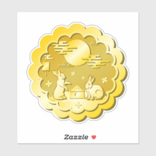 Adesivo Coelho da Lua Dourada do Festival de outono do méd