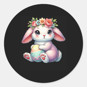 Adesivo Coelho da Páscoa Com Coroa de Flores Meninas Mulhe