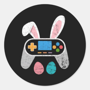 Adesivo Coelho da Páscoa de videogame engraçado Controle d