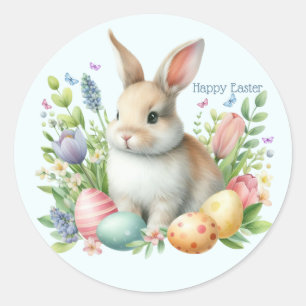 Adesivo Coelho da Páscoa Personalizado em Aquarela