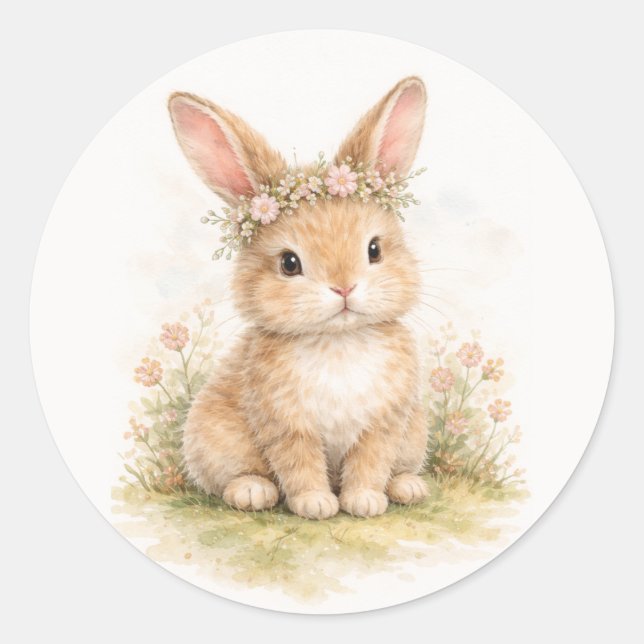 Adesivo Coelho da Páscoa Vintage em Aquarela (Frente)