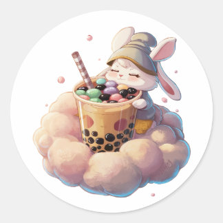 Adesivo Coelho de Cartoon Adorável: Cozy, Kawaii Vibes