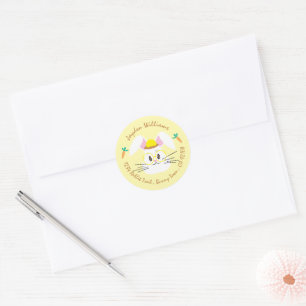 Adesivo Coelho de desenho animado branco selos de envelope