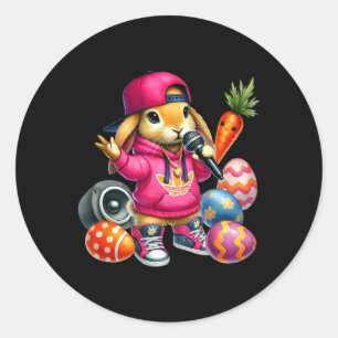Adesivo Coelho de Hip Hop Ovos de Páscoa Microfone Vibe