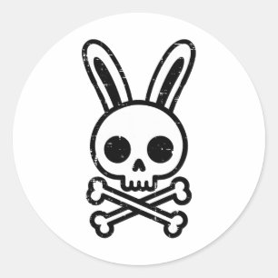 Adesivo Coelho de Páscoa Caveira Cruz Ossos Coelho Goth Ho
