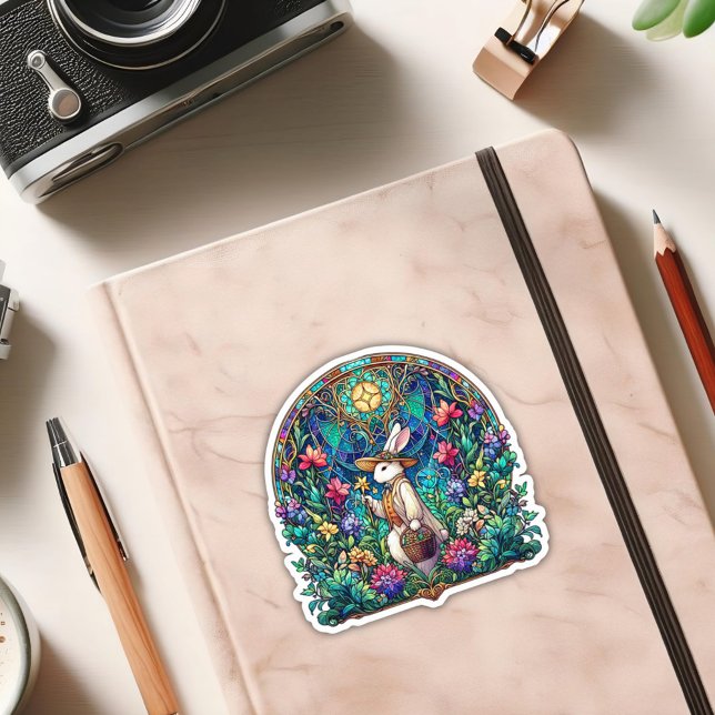 Adesivo Coelho de Páscoa Colorido de Vidro Art Nouveau (Criador carregado)