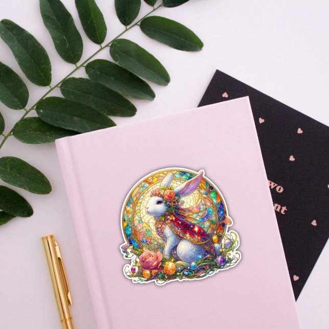 Adesivo Coelho de Páscoa Elegante em Vidro Art Nouveau Man (Criador carregado)