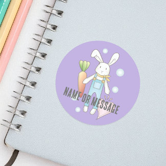 Adesivo Coelho de pelúcia roxo personalizado fofo