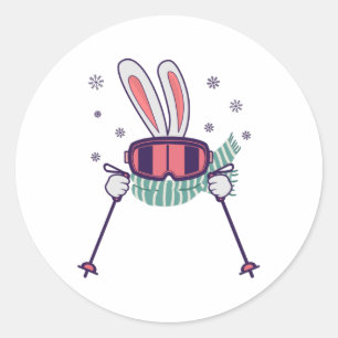Adesivo Coelho do esqui com óculos de esqui e cachecol