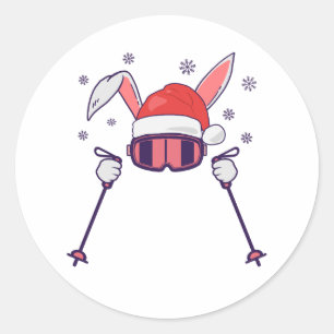 Adesivo Coelho do Papai Noel de Esqui com Chapéu do Papai