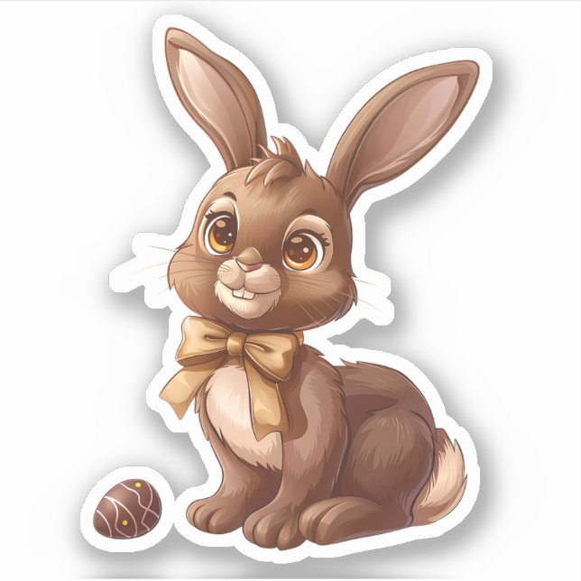 Adesivo Coelho e Ovo de Páscoa Colorido de Chocolate (Frente)
