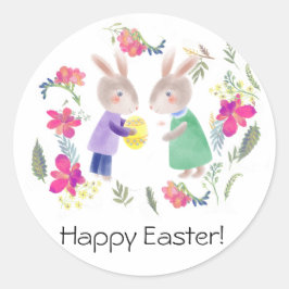Adesivo Coelho e ovo delicados de Páscoa aquosa