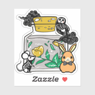 Adesivo Coelho Elegante e Companheiros Esqueleto