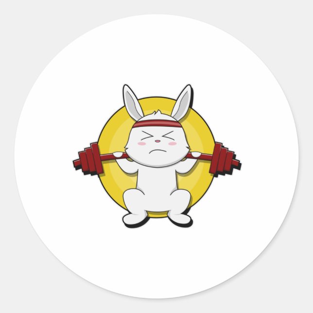 Adesivo Coelho em Bodybuilding com Barbell (Frente)