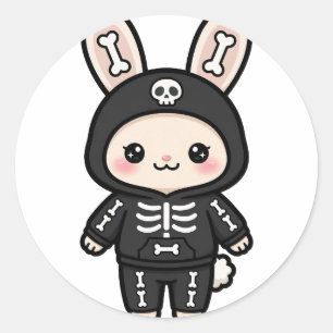 Adesivo Coelho Esqueleto Fofo de Halloween