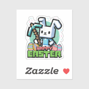Adesivo Coelho Feliz de Páscoa Jogo Pixel 