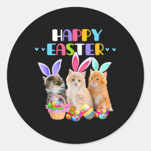 Adesivo Coelho Feliz Dia de Páscoa Gatos Ovos Cesta Homens