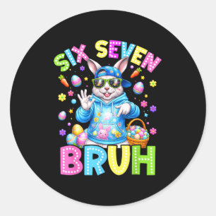 Adesivo Coelho Fofo Seis Sete Bruh 6 7 Meme 67 Feliz Pásco
