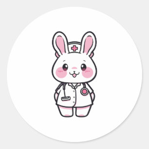 Adesivo Coelho Kawaii como enfermeiro