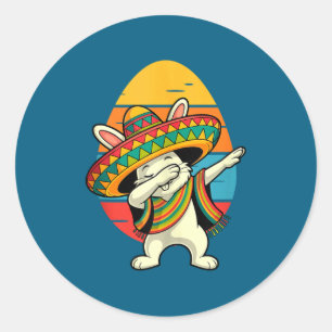 Adesivo Coelho mexicano de Páscoa vintage retrô dabbing