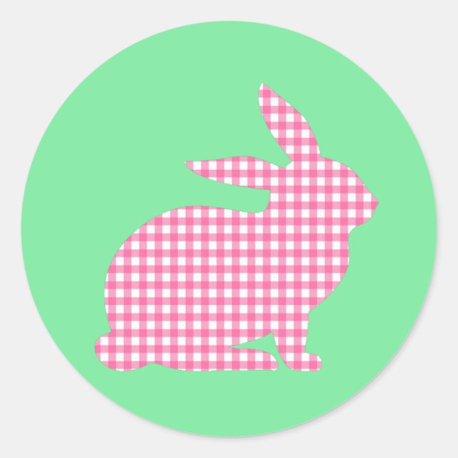 Adesivo Coelho Rosa Gingham (Frente)